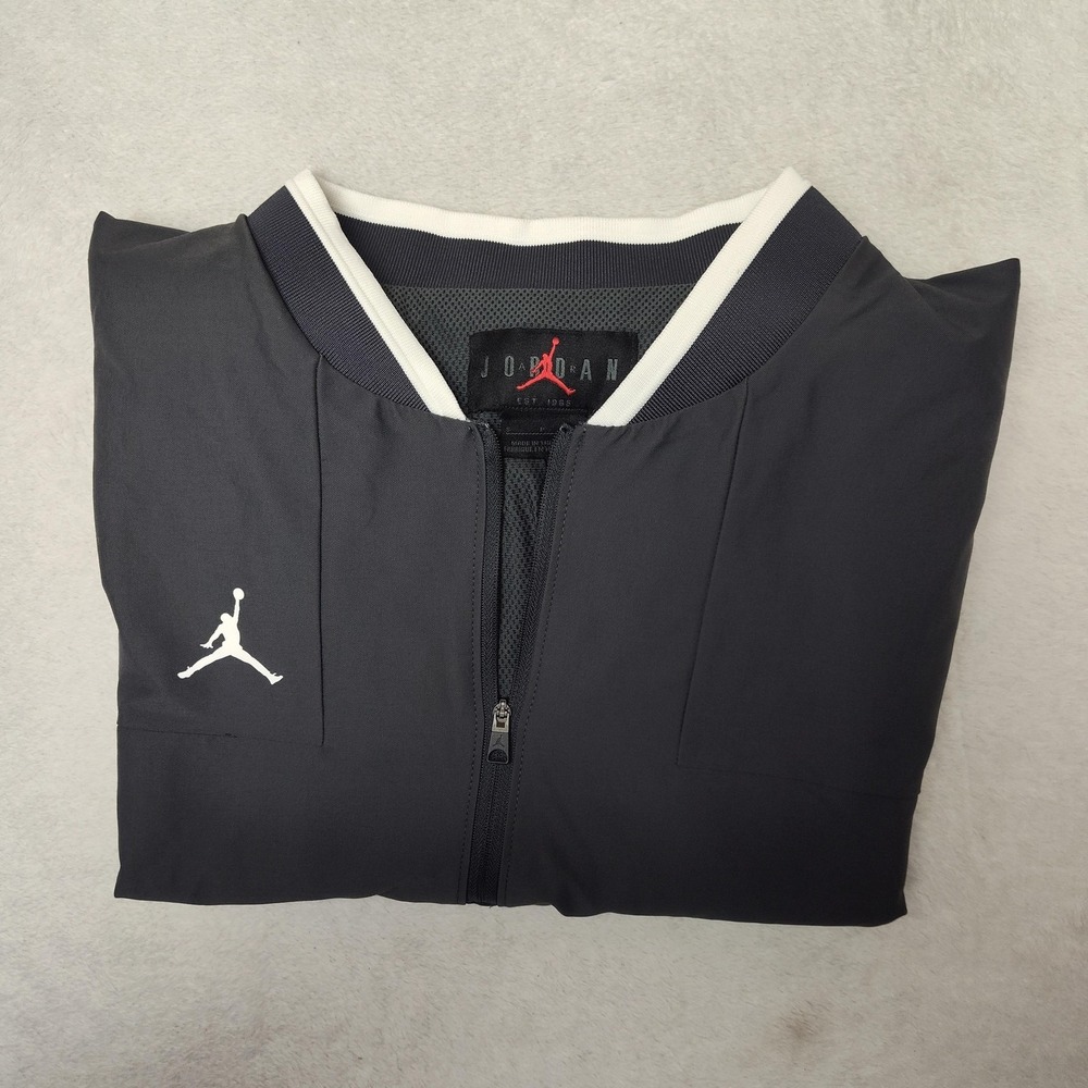 Nike Jordan Jacket Mens Small Gray Coaches Mesh Short‎ Sleeve 1/4 Zip CV5858